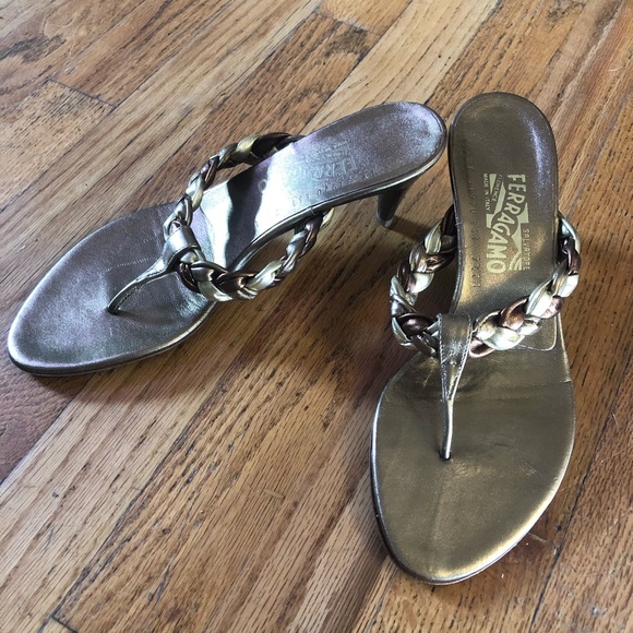 Salvatore Ferragamo Shoes - Salvatore Ferragamo Metallic Braided Sandal